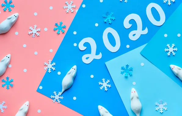 Snowflakes, new year, 2020, rat