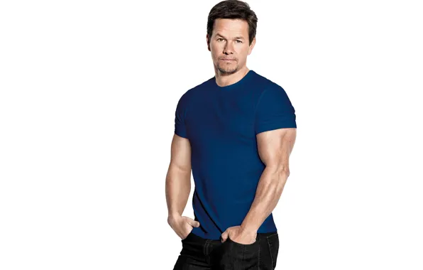 Picture pose, jeans, t-shirt, actor, muscle, Mark Wahlberg, Mark Wahlberg