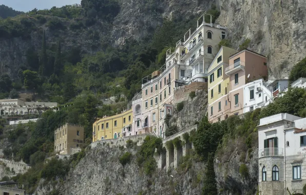 Picture Home, Rocks, Italy, Building, Italy, Amalfi, Amalfi, Italia