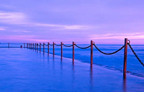 Picture sea, sunset, lilac, tide