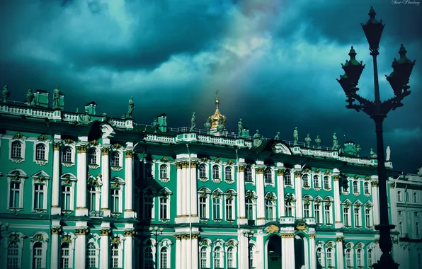 The sun, rainbow, Saint Petersburg, The Hermitage, Saint-Petersburg, Palace square
