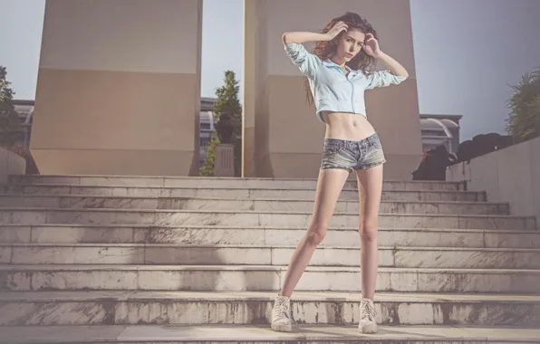 Girl, Look, Shorts, Girl, Hair, View, Jeans, Hair