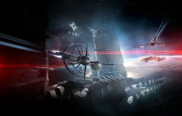 Nebula, planet, station, asteroids, Space, space, spaceship, eve online