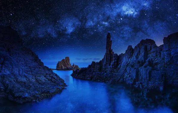 Stars, rocks, Blue Monolith