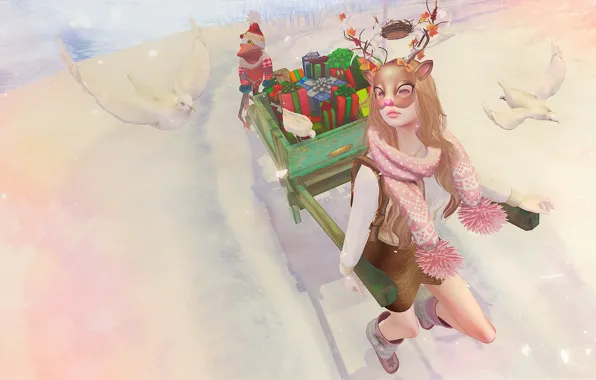 Girl, rendering, background