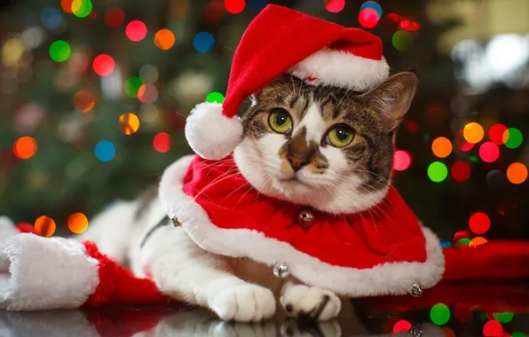 Cat, cat, look, lights, pose, glare, table, grey