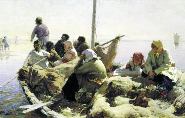 Picture oil, picture, canvas, On The River Oka, Abram Arkhipov