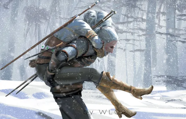 Picture Winter, Figure, The game, Snow, Sword, Art, Art, Winter