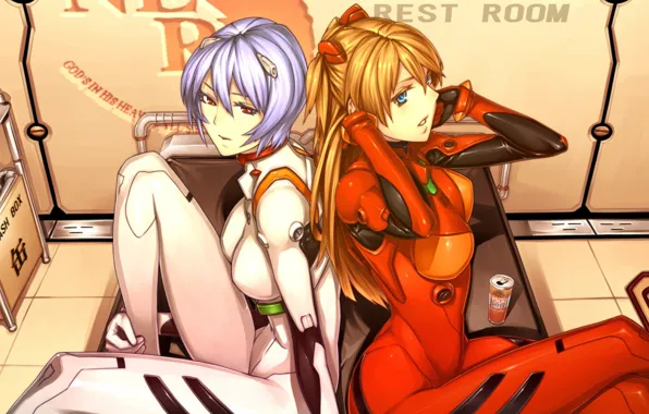 Picture girl, box, anime, evangelion Asuka