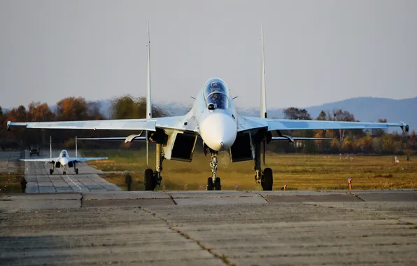 Picture fighter, the airfield, multipurpose, double, Su-30M2