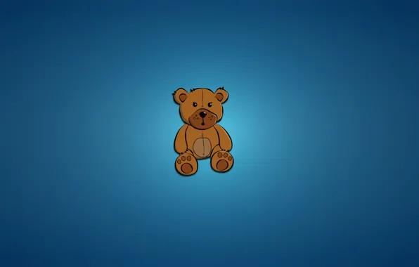 Toy, minimalism, bear, sitting, bear, blue background