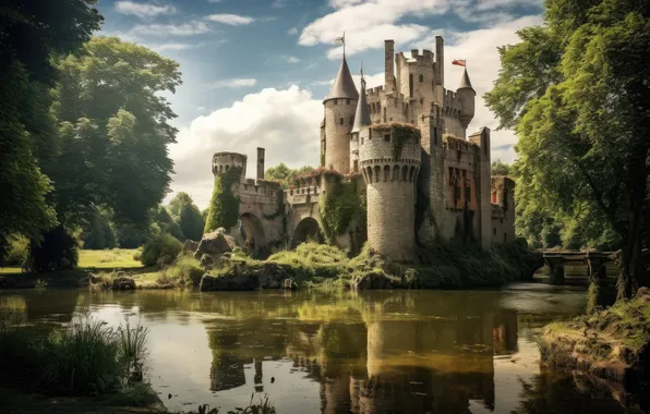 Landscape, castle, landscape, beautiful, vintage, castle, ancient