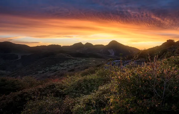 Autumn, summer, the sky, clouds, light, landscape, sunset, mountains