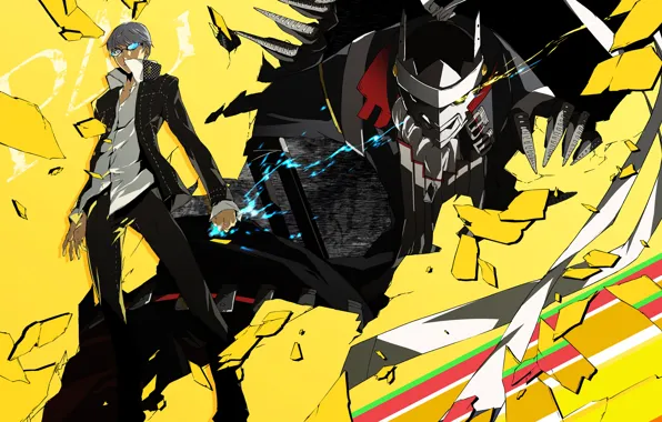 Picture Person 4, yellow background, characters, Persona 4
