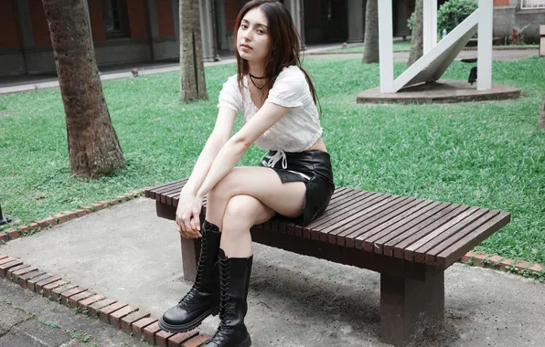 Woman, beautiful, model, sweet, brunette, asian, boots, adorable