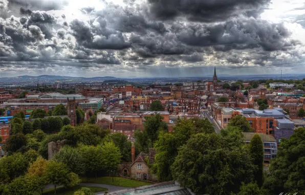 Clouds, the city, photo, England, HDR, home, UK, Dudley
