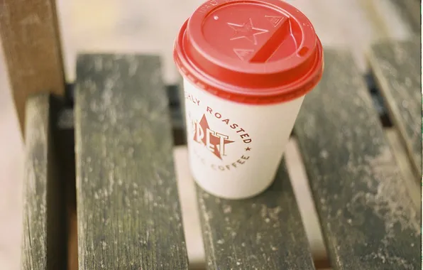 Bench, street, London, coffee, waiting