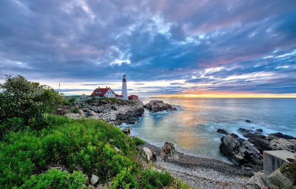 Sea, the sky, photo, rocks, cape-elizabeth, Cape Elizabeth