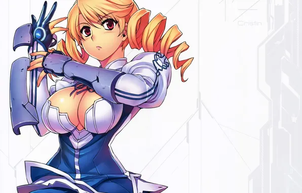 Girl, logo, fighter, long hair, dress, big, anime, pretty