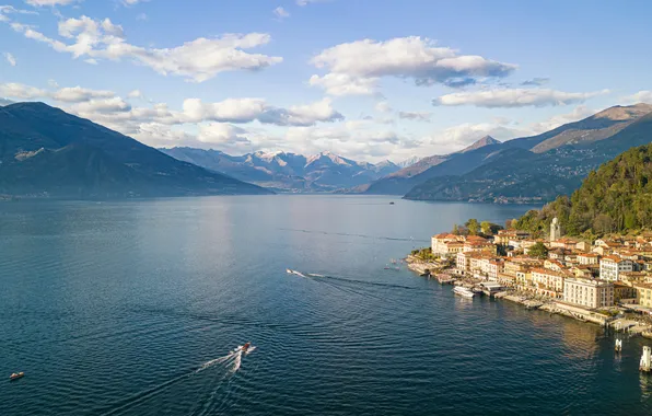 Mountains, lake, Italy, Lake Como