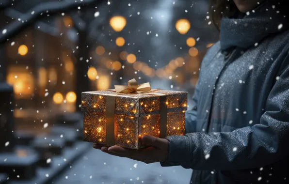 Fiction, gift, Christmas, New year, cyberpunk, the futuristic, AI art, neural network