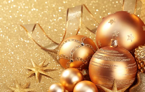 Balls, gold, holiday, toys, Shine, new year, sequins, the scenery