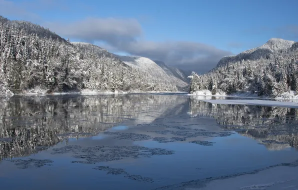 Winter, Lake, Mountain