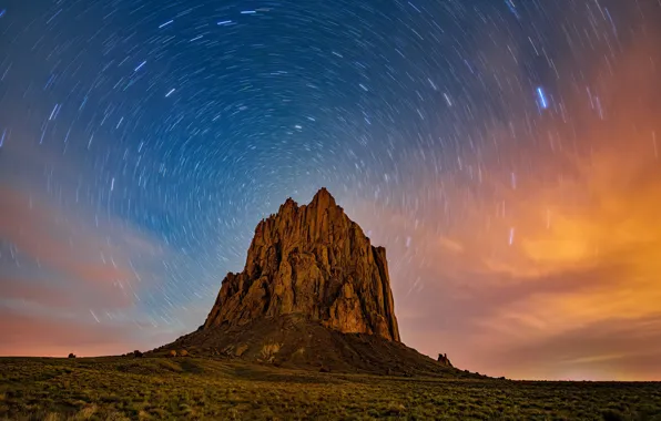 Picture stars, rocks, USA, New Mexico, Shiprock