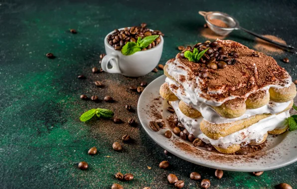 Picture plate, dessert, tiramisu