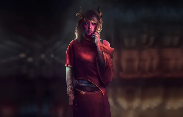 Girl, fantasy, devil, beast, fantasy girl, devil girl