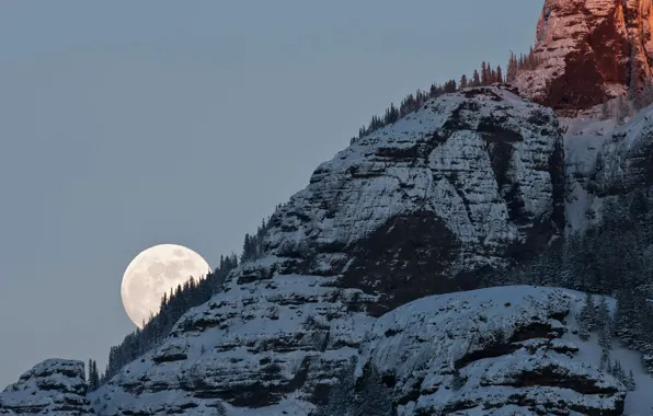 Mountains, rock, The moon, USA, Yellowstone national Park