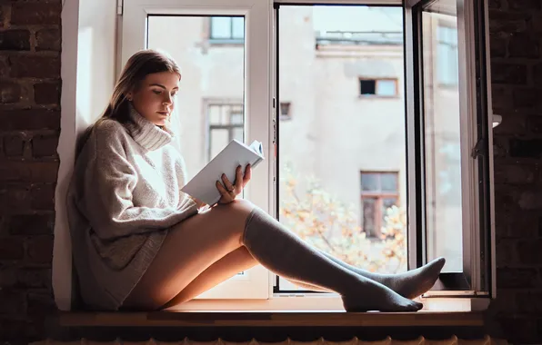 Picture girl, woman, young, beautiful, model, book, cute, gorgeous
