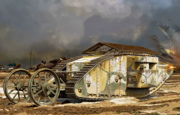 Female, Tank, WWI, Heavy, British Army, Mk.I