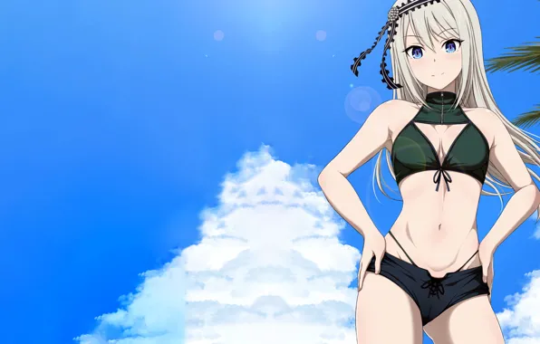Picture girl, sexy, shorts, long hair, boobs, anime, beautiful, pretty