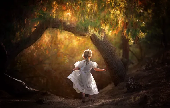 Park, girl, walk