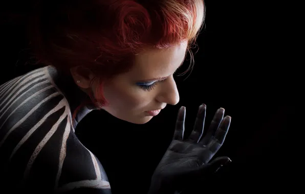 Color, girl, face, paint, body, makeup
