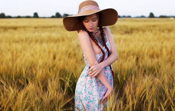 CHEST, FIELD, HAT, DAL, BRAIDS, SUNDRESS, SPIKELETS