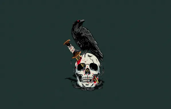 Color, Minimalism, Raven, Skull, Style, Background, Art, Art