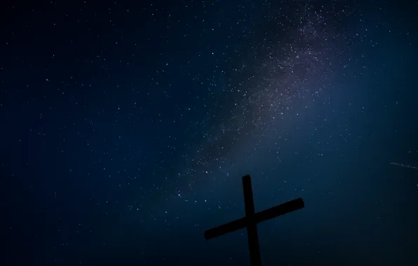 Picture stars, night, cross, the milky way
