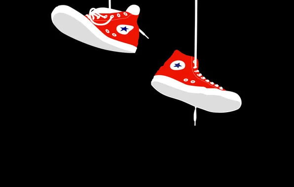 Background, laces, hanging, red sneakers