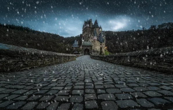Winter, snow, germany, Burg Eltz