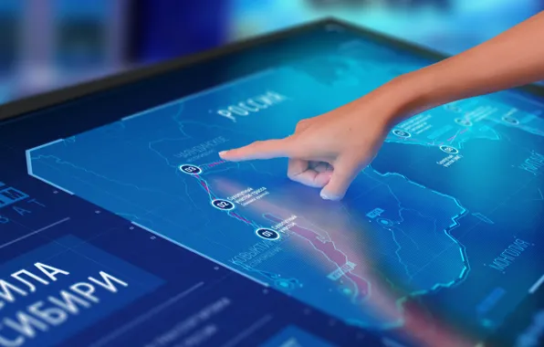 Hand, panel, Russia, GAZPROM touch panel interface, the power of Siberia