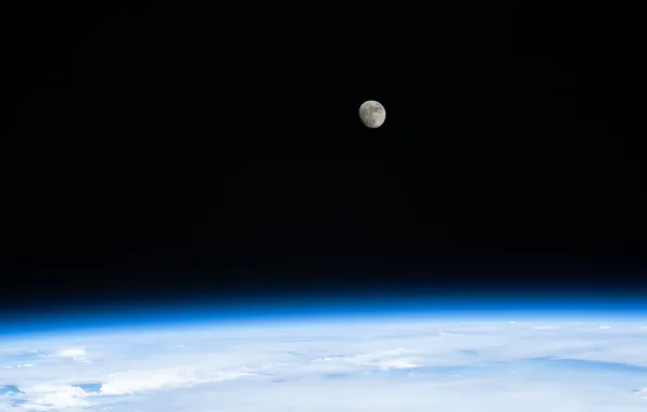 Earth, space, moon