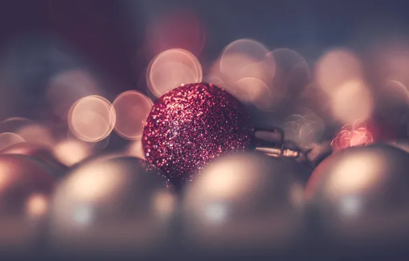 Light, holiday, toy, new year, ball, bokeh