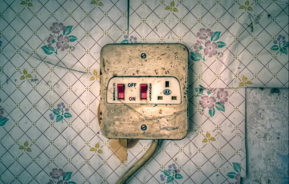 Wall, Wallpaper, outlet, switch, On-off, Socket