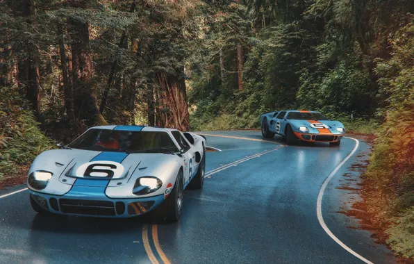 Picture road, forest, transport, car, 1966 Ford GT40 MkII