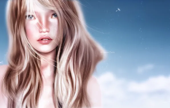 Girl, hair, portrait, blonde, realism