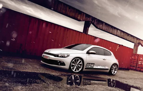 Picture snow, reflection, volkswagen, puddle, tuning, Volkswagen, scirocco