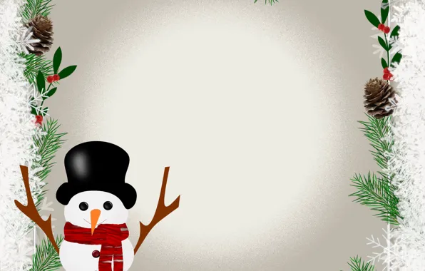 Picture New Year, snowman, postcard, template, blank