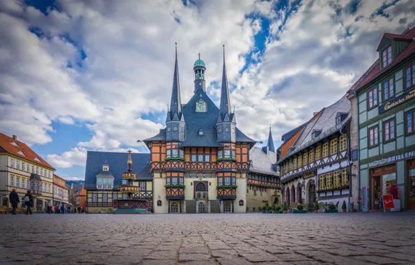The sky, clouds, building, Germany, area, Wernigerode
